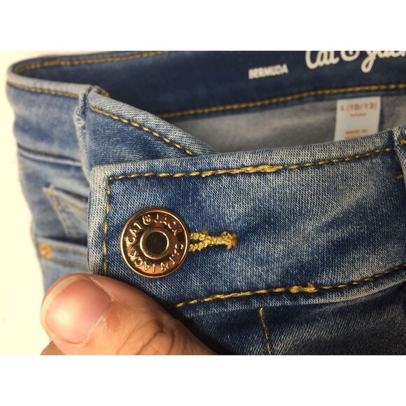 Cat & Jack Super Stretch Girls Size L 10-12 Denim Shorts with Pockets - Picture 4 of 4